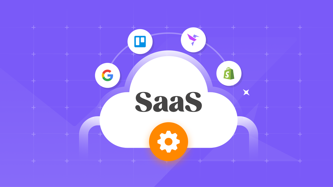 Illustratie van SaaS en cloudgebaseerde software.